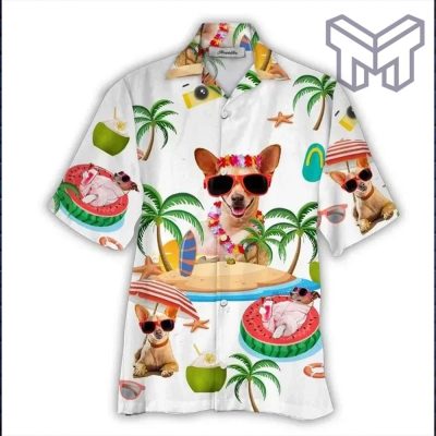 Chihuahua Lover Hawaiian Graphic Print Short Sleeve Hawaiian Shirt