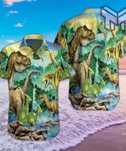 Dinosaur World Hawaiian Graphic Print Short Sleeve Hawaiian Casual Shirt