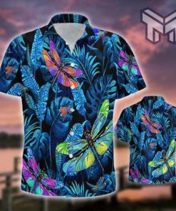 Dragonfly Tropical Hawaiian Graphic Print Short Sleeve Hawaiian Shirt