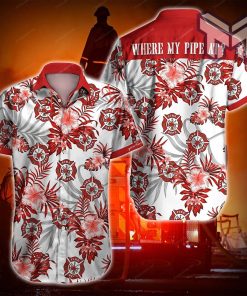 Firefighter Where My Pipe At Hawaiian Graphic Print Short Sleeve Hawaiian Casual Shirt