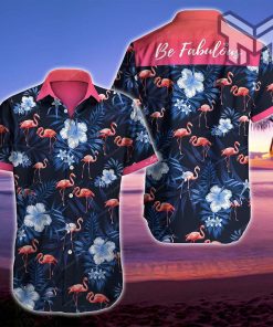 Flamingo Be Fabulous Hawaiian Graphic Print Short Sleeve Hawaiian Casual Shirt