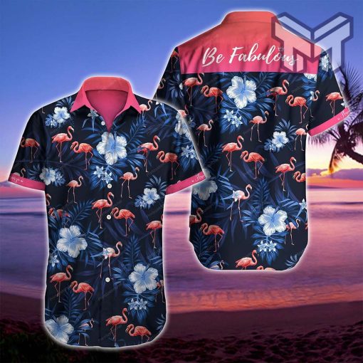 Flamingo Be Fabulous Hawaiian Graphic Print Short Sleeve Hawaiian Casual Shirt