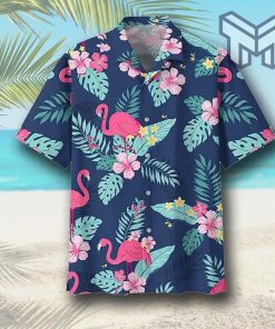 Flamingo Hawaiian Graphic Print Short Sleeve Hawaiian Casual Shirt Type01