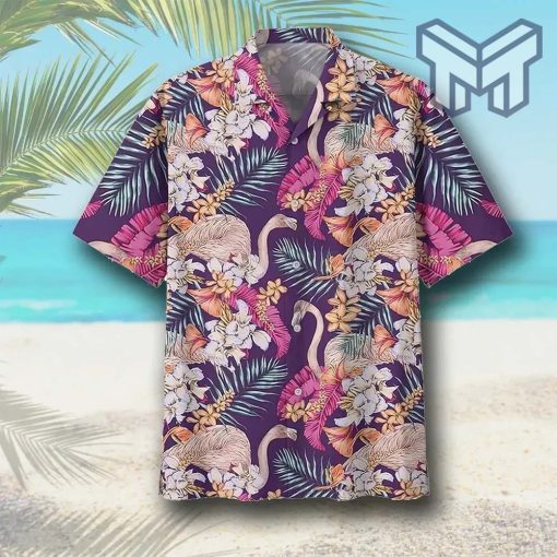 Flamingo Hawaiian Graphic Print Short Sleeve Hawaiian Casual Shirt