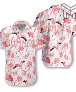 Flamingo Hawaiian V Graphic Print Short Sleeve Hawaiian Shirt