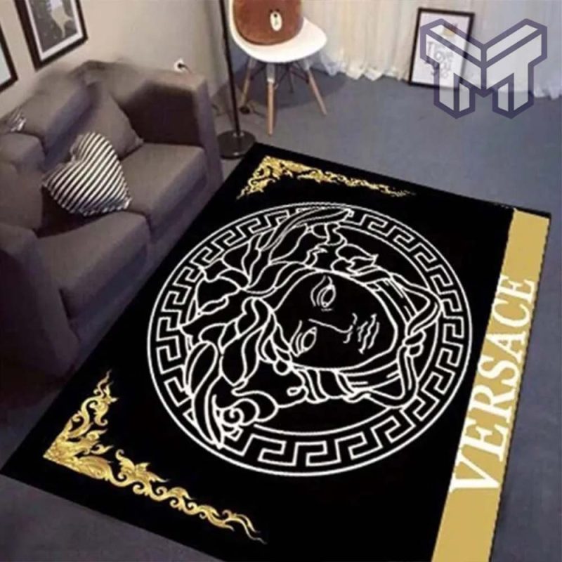 Gianni versace black luxury area rug for living room bedroom carpet home decorations mat type01