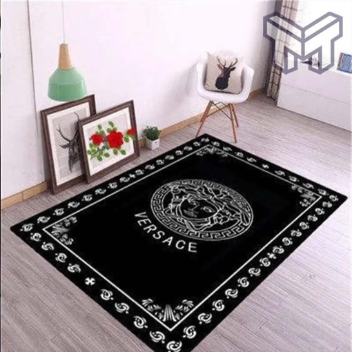 Gianni versace black luxury area rug for living room bedroom carpet home decorations mat type02