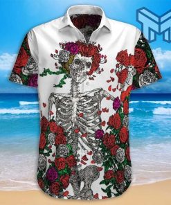 Grateful Dead Skull Hawaiian Graphic Print Short Sleeve Hawaiian Shirt