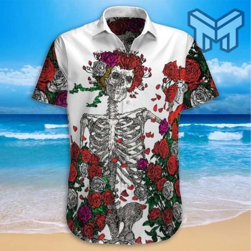 Grateful Dead Skull Hawaiian Graphic Print Short Sleeve Hawaiian Shirt