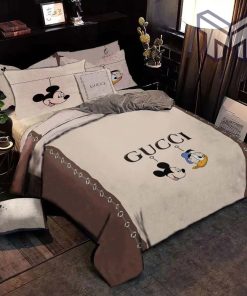 Gucci Bedding Set, Gucci Mickey Donald Luxury Brand Premium Bedding Set Duvet Cover Home Decor