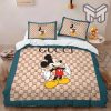 Gucci Bedding Set, Gucci Mickey Fashion Logo Premium Luxury Brand High-End Bedding Set LV Home Decor