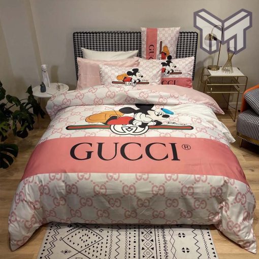 Gucci Bedding Set, Gucci Mickey Luxury Brand Bedding Set Bedspread Duvet Cover Set Home Decor