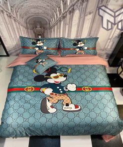 Gucci Bedding Set, Gucci Mickey Mouse Fashion Luxury Brand Bedding Set Home Decor