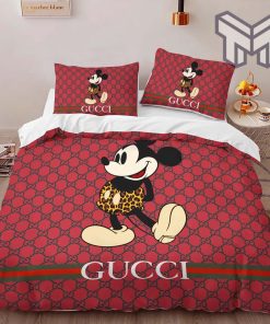 Gucci Bedding Set, Gucci Mickey Mouse Luxury Brand High End Bedding Set Disney Gifts Home Decor