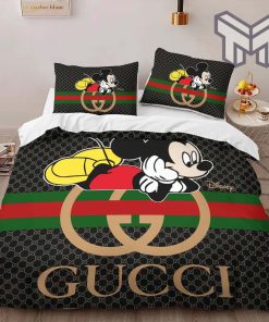 Gucci Bedding Set, Gucci Mickey Mouse Luxury Brand High-End Bedding Set Disney Gifts Home Decor