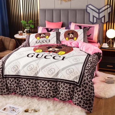 Gucci Bedding Set, Gucci Mickey Mouse Luxury Brand Premium Bedding Set Duvet Cover Home Decor