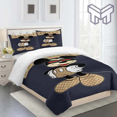 Gucci Bedding Set, Gucci Mickey Premium Fashion Limited Luxury Brand Bedding Set Home Decor