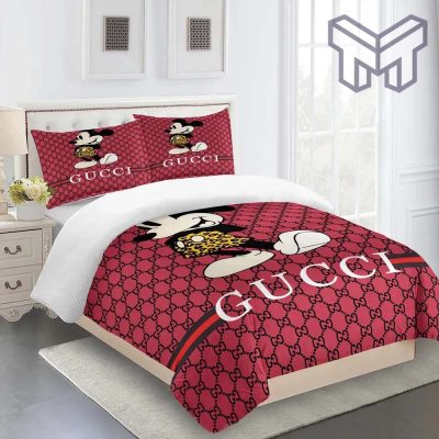 Gucci Bedding Set, Gucci Mickey Premium Limited Luxury Brand Fashion Bedding Set Home Decor