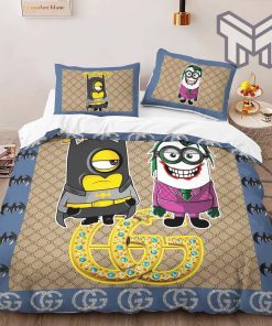 Gucci Bedding Set, Gucci Minions Batman Jocker Luxury Brand High-End Bedding Set Home Decor