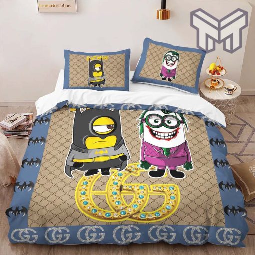 Gucci Bedding Set, Gucci Minions Batman Jocker Luxury Brand High-End Bedding Set Home Decor