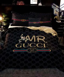 Gucci Bedding Set, Gucci Mr Mickey Fashion Logo Luxury Brand Premium Bedding Set Home Decor