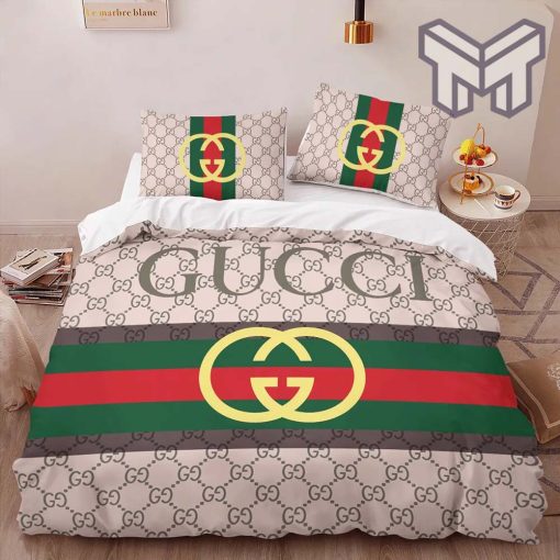 Gucci Bedding Set, Gucci New Brown Limited Luxury Brand High-End Bedding Set Home Decor