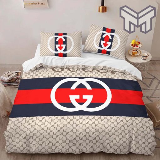 Gucci Bedding Set, Gucci New Hot Fashion Logo Premium Luxury Brand High-End Bedding Set LV Home Decor