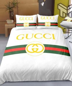 Gucci Bedding Set, Gucci New Hot Logo Luxury Brand Bedding Set Bedspread Duvet Cover Set Home Decor