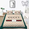 Gucci Bedding Set, Gucci New Logo Luxury Fashion Brand Bedding Set Bedspread Duvet Cover Set