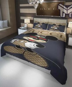 Gucci Bedding Set, Gucci New Mickey Fashion Logo Luxury Brand Bedding Set Home Decor