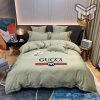 Gucci Bedding Set, Gucci Pea Luxury Brand High End Premium Bedding Set Home Decor