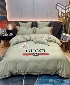 Gucci Bedding Set, Gucci Pea Luxury Brand High End Premium Bedding Set Home Decor