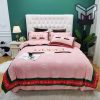 Gucci Bedding Set, Gucci Pink Luxury Brand Bedding Set Bedspread Duvet Cover Set Home Decor