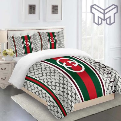 Gucci Bedding Set, Gucci Premium Limited Fashion Luxury Brand Bedding Set Home Decor