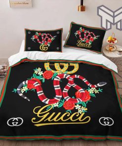 Gucci Bedding Set, Gucci Red Snake Limited Luxury Brand High-End Bedding Set Home Decor