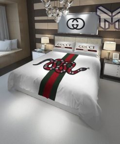Gucci Bedding Set, Gucci Snake Luxury Brand High-End Bedding Set Home Decor