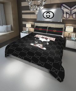 Gucci Bedding Set, Gucci Snoopy Fashion Logo Luxury Brand Premium Bedding Set Home Decor