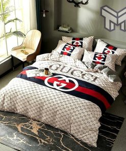 Gucci Bedding Set, Gucci Stripe Luxury Brand High End Bedding Set Home Decor