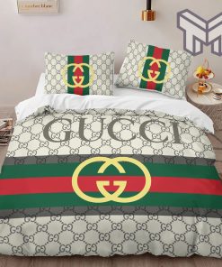 Gucci Bedding Set, Gucci Stripe Luxury Brand High-End Bedding Set Home Decor