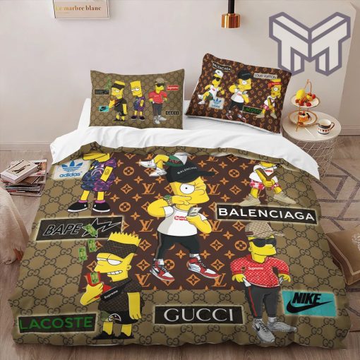 Gucci Bedding Set, Gucci The Simpsons Limited Edition Luxury Brand High-End Bedding Set Home Decor