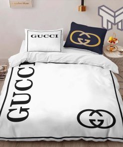 Gucci Bedding Set, Gucci White Luxury Brand High-End Bedding Set Home Decor