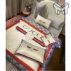 Gucci Bedding Set, Gucci White Violet Luxury Brand Premium Bedding Set Bedspread Duvet Cover Set Home Decor