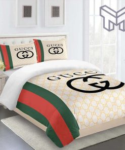 Gucci Bedding Set, Gucci Yellow Premium Limited Luxury Brand Fashion Bedding Set Home Decor