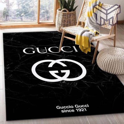 Gucci black marble marmor area rug living room rug christmas gift us decor