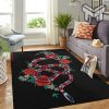 Gucci black snake rose luxury area rug for living room bedroom carpet home decorations mat