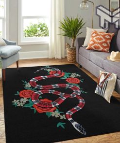 Gucci black snake rose luxury area rug for living room bedroom carpet home decorations mat