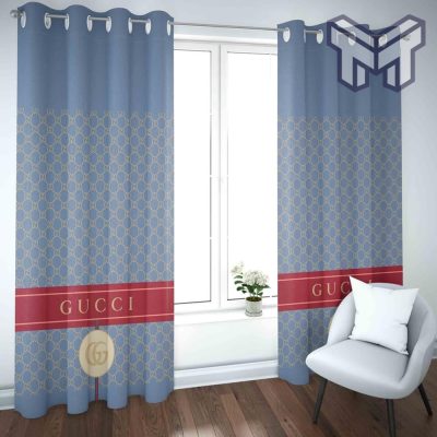 Gucci blue window curtains hot 2023 set for living room bedroom farmhouse style home decor