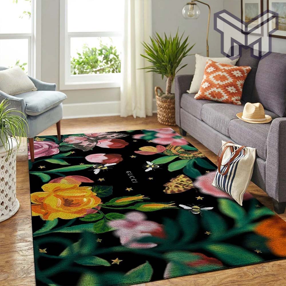 Gucci flower luxury area rug for living room bedroom carpet home decorations mat type 1
