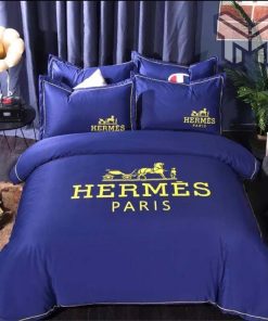 Hermes Bedding Set, Hermes Blue Luxury Brand Bedding Set Bedspread Duvet Cover Set Home Decor