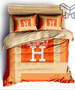 Hermes Bedding Set, Hermes Fashion Luxury Brand Bedding Set Bedspread Duvet Cover Set